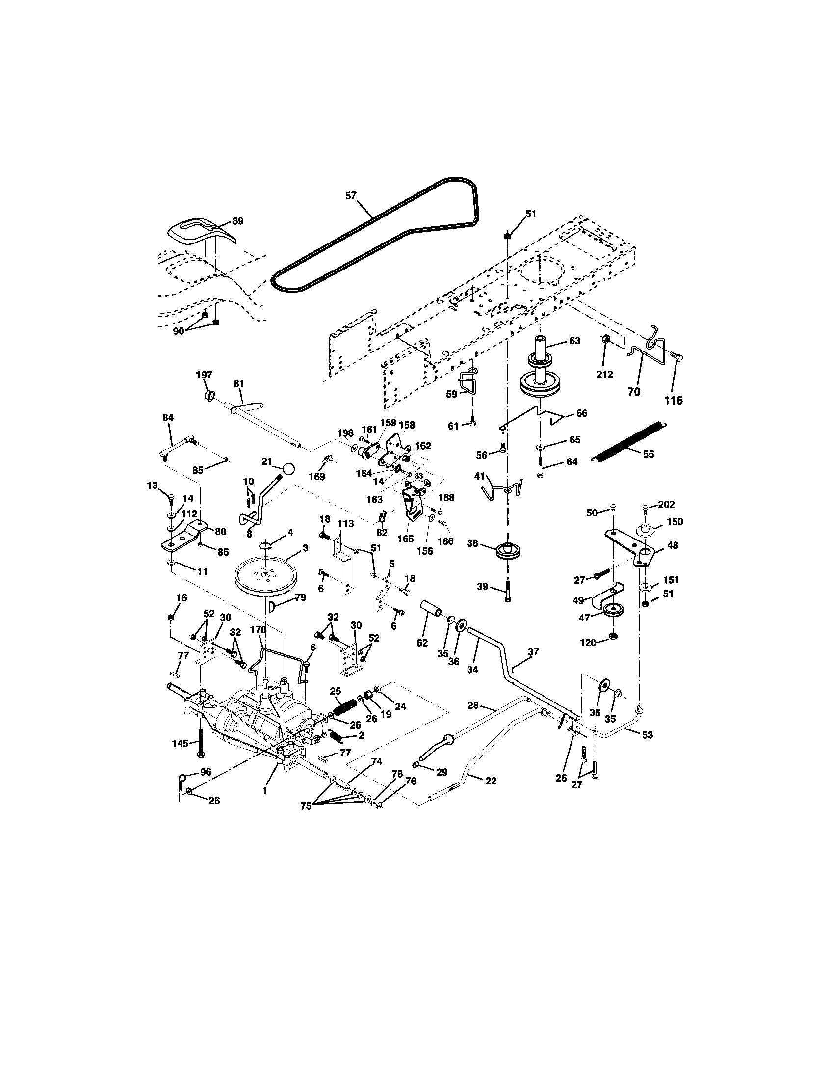 Ground Drive Diagram and Parts List for 917272058  Craftsman Lawn Tractor