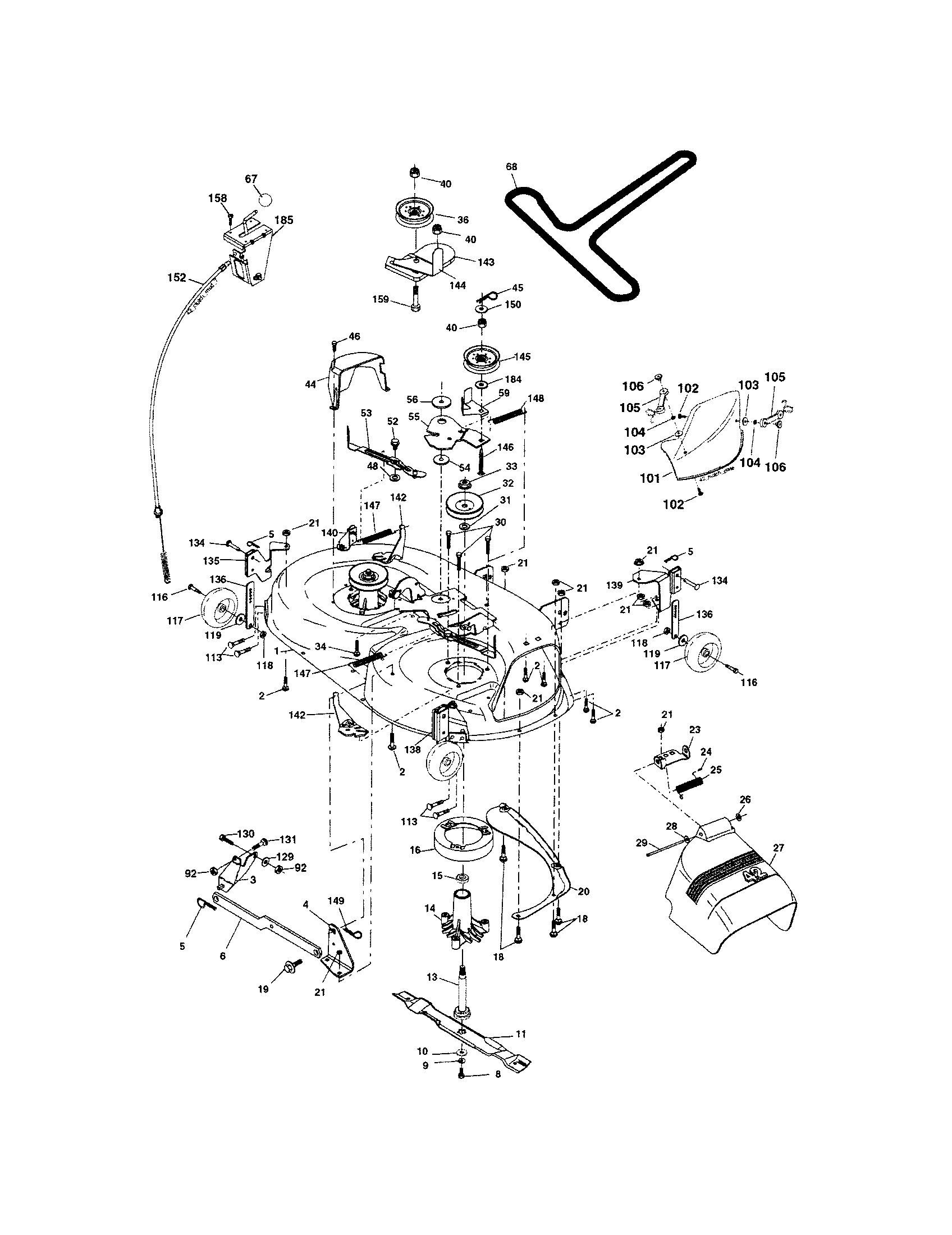 Mower Deck Diagram and Parts List for 917273811  Craftsman Lawn Tractor