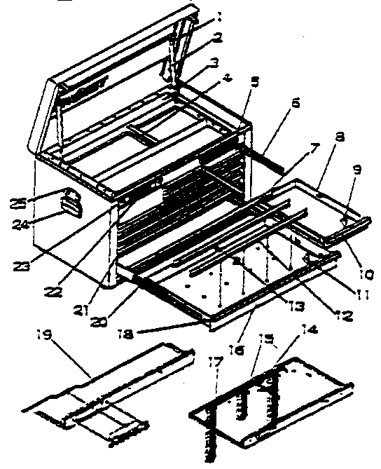 2 Drawer Chest Diagram and Parts List for 706651151  Craftsman Tool Stand & Cart