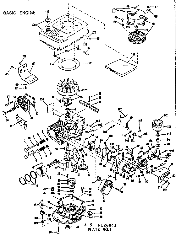 Basic Engine Diagram and Parts List for 143126041  Craftsman Engine