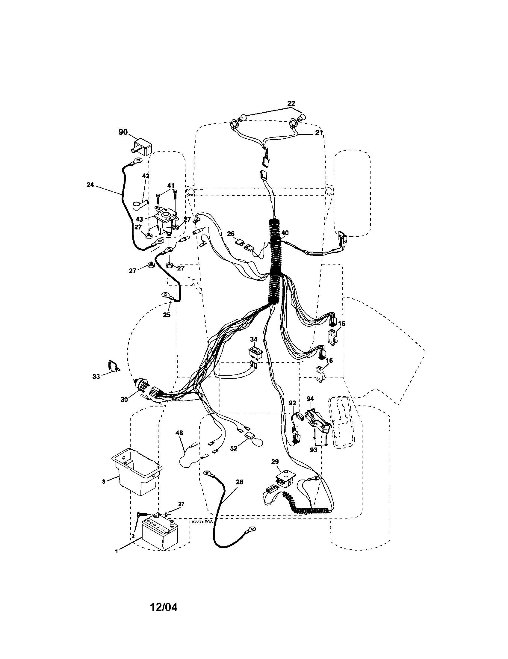 Electrical Diagram and Parts List for 917275371  Craftsman Lawn Tractor