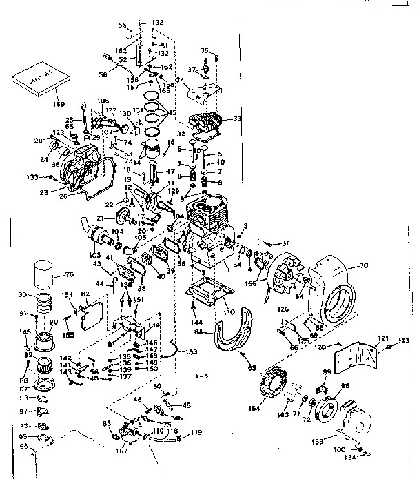 Basic Engine Diagram and Parts List for 143576172  Craftsman Engine
