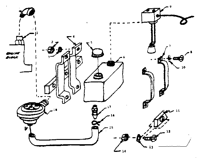 Tank And Pump Assembly Diagram and Parts List for 58057611  Craftsman Engine