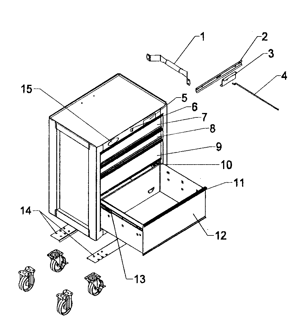 Chest Diagram and Parts List for 706877370  Craftsman Tool Stand & Cart