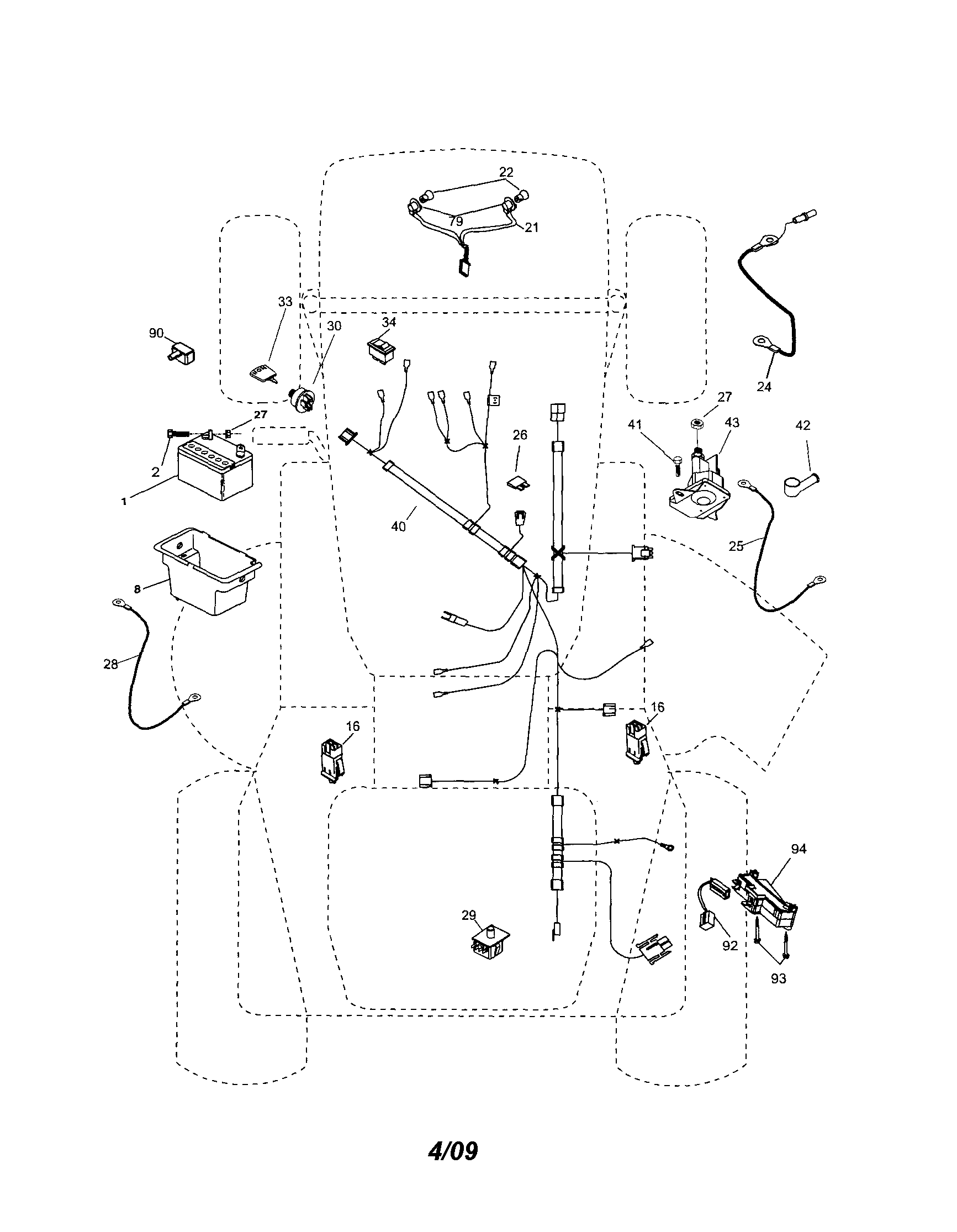 Electrical Diagram and Parts List for 917253210  Craftsman Lawn Tractor