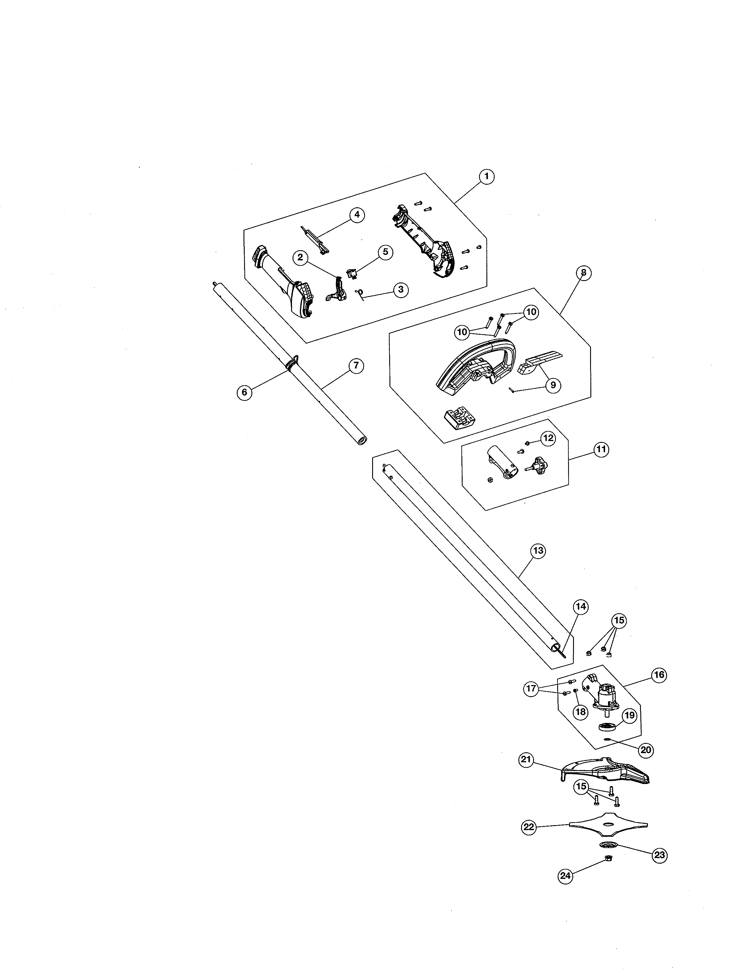 Handle/drive Shaft/shield Diagram and Parts List for 316725860  Craftsman Brush Cutter