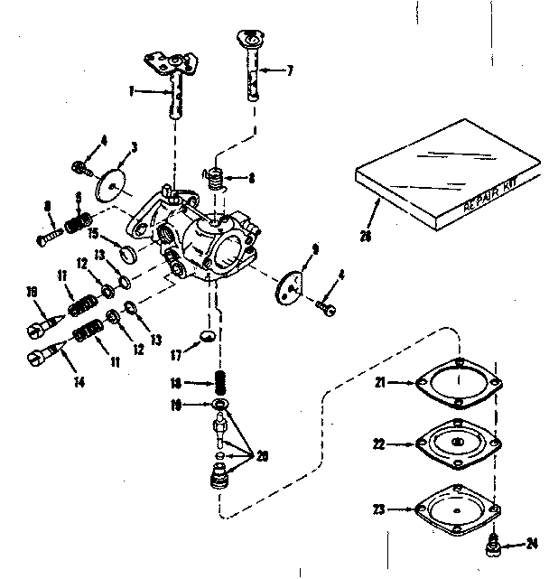 Carburetor No.29928 Diagram and Parts List for 143104121  Craftsman Engine