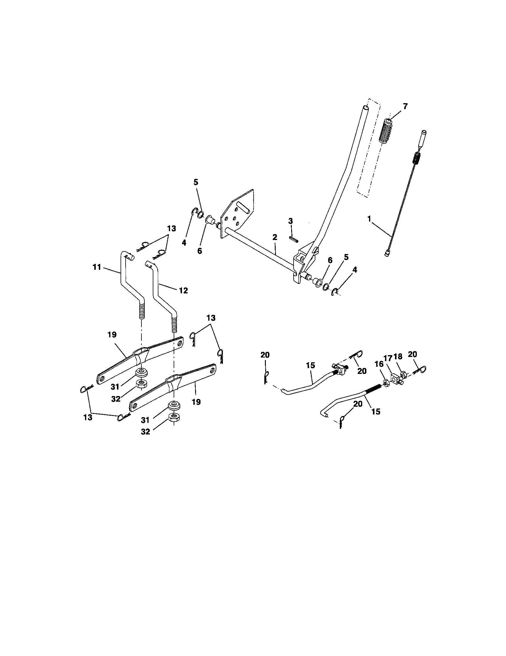 Lift Assembly Diagram and Parts List for 917275620  Craftsman Lawn Tractor