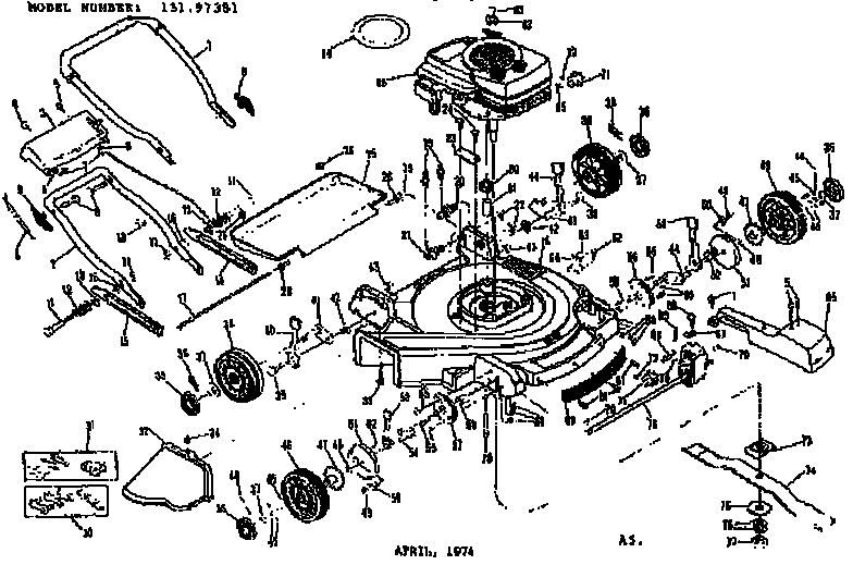 Replacement Parts Diagram and Parts List for 13197381  Craftsman Lawn Mower