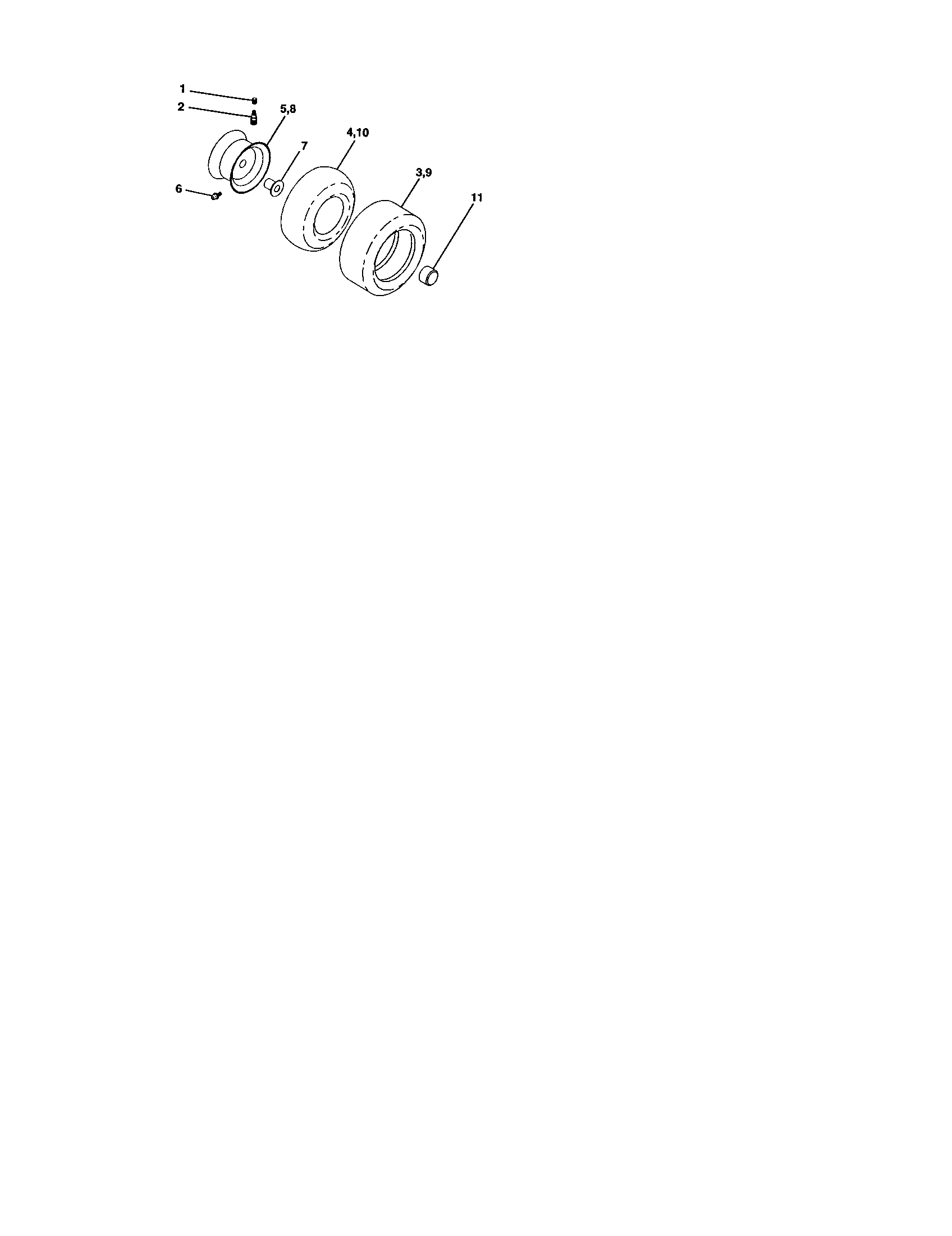 Wheels And Tires Diagram and Parts List for 917273661  Craftsman Lawn Tractor