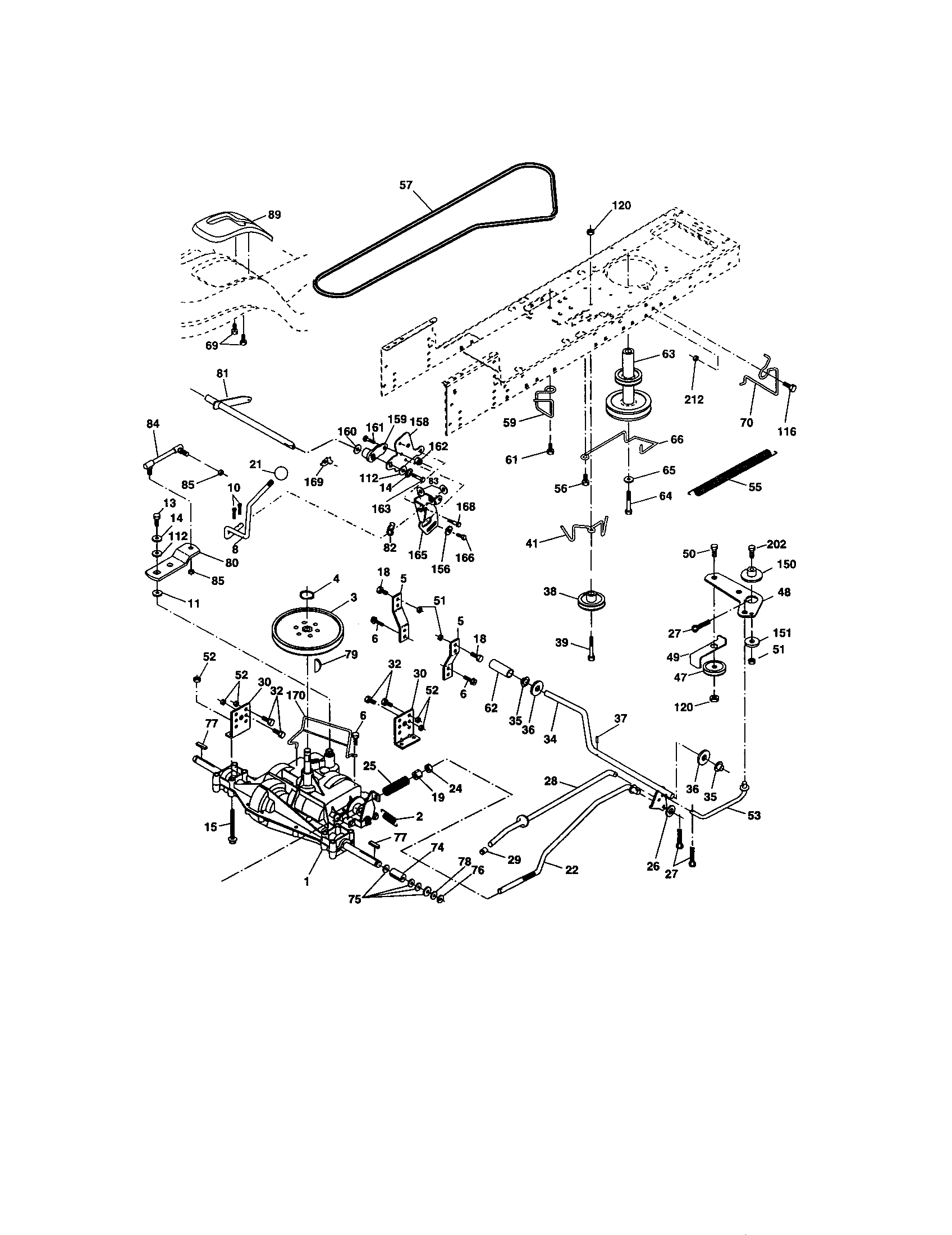 Ground Drive Diagram and Parts List for 917273754  Craftsman Lawn Tractor
