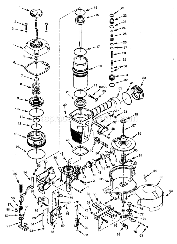 Page A Diagram and Parts List for 351181800  Craftsman Nailer