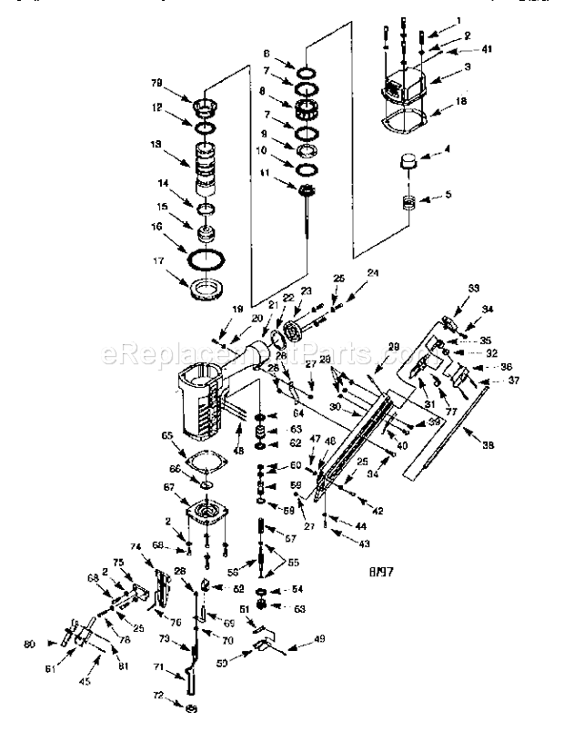 Page A Diagram and Parts List for 351183290  Craftsman Nailer