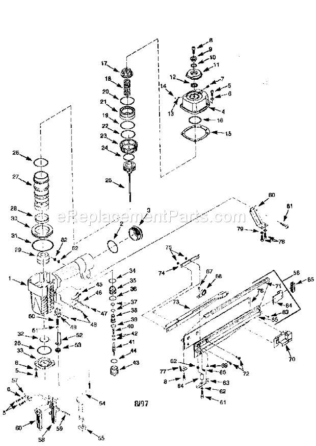 Page A Diagram and Parts List for 351183650  Craftsman Nailer