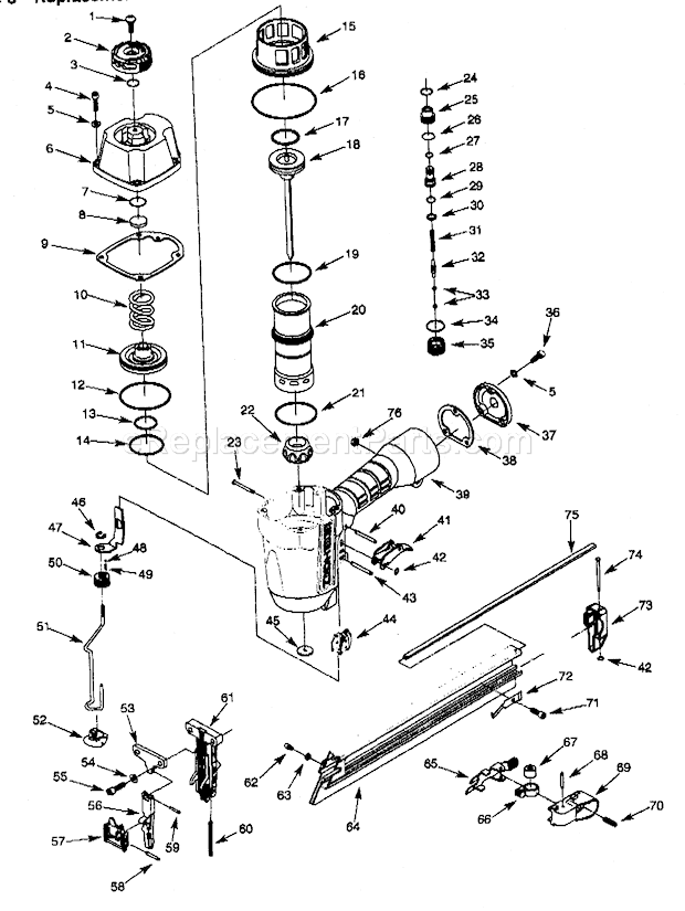 Page A Diagram and Parts List for 351184480  Craftsman Nailer