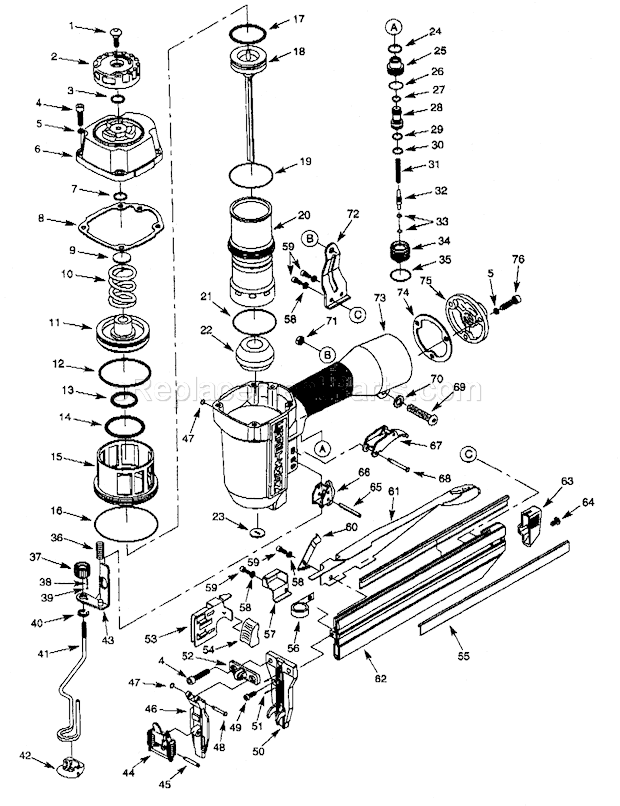 Page A Diagram and Parts List for 351184490  Craftsman Nailer