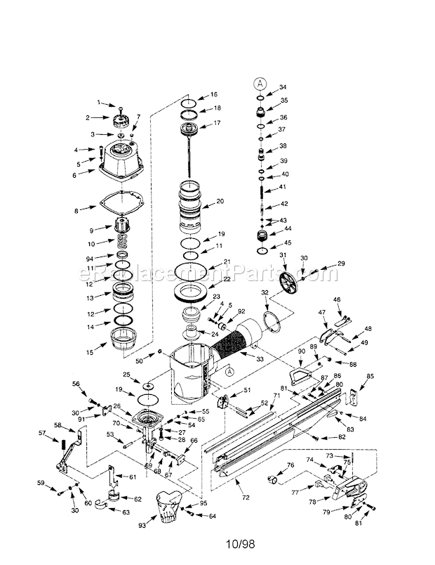 Page A Diagram and Parts List for 351184650  Craftsman Nailer