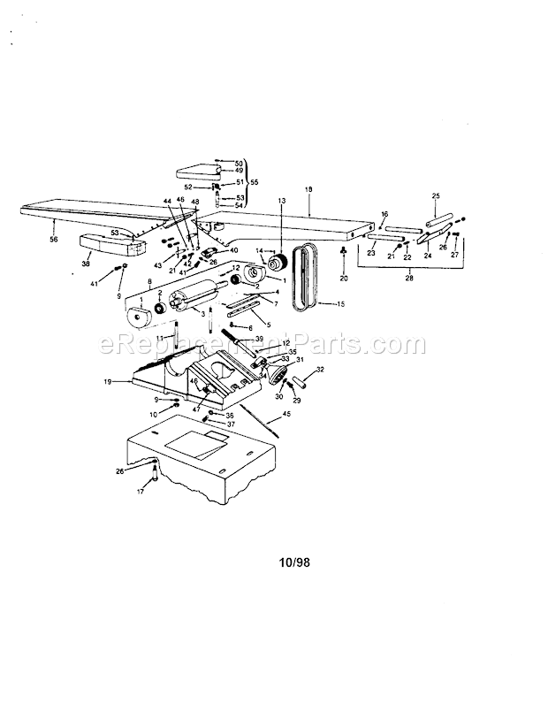 Jointer Diagram and Parts List for 351206512  Craftsman Planer Jointer