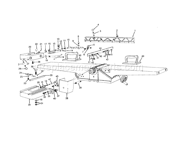 Fence Diagram and Parts List for 351206512  Craftsman Planer Jointer
