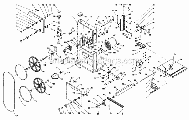 Band Saw Diagram and Parts List for 351214000  Craftsman Band Saw
