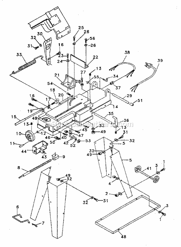 Base Diagram and Parts List for 35121404  Craftsman Band Saw