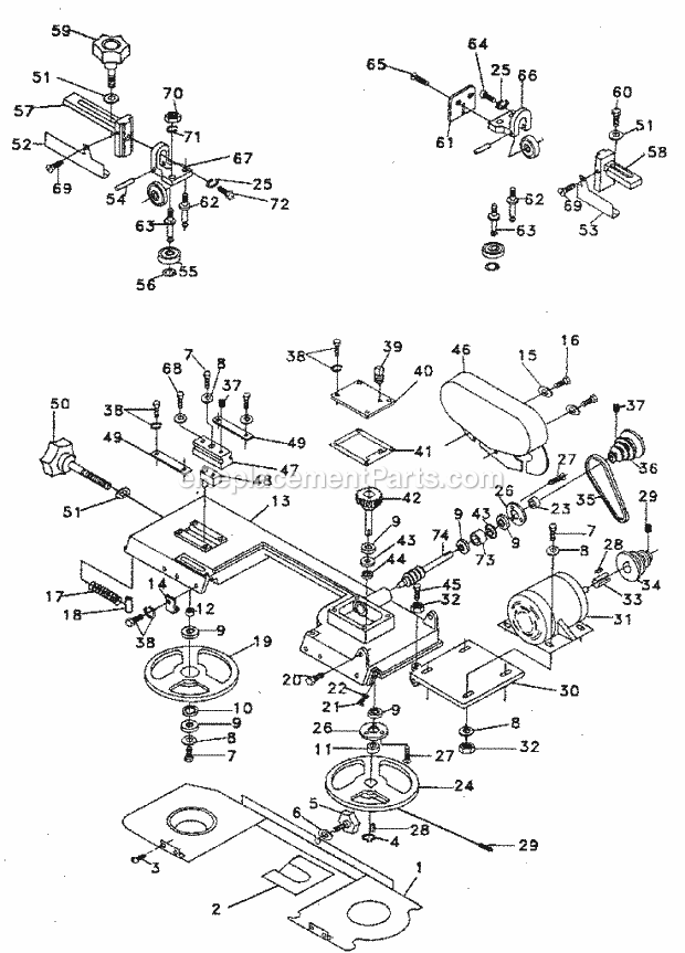 Head Diagram and Parts List for 35121404  Craftsman Band Saw