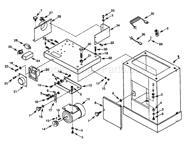 Cabinet Diagram and Parts List for 351215120  Craftsman Sander Polisher