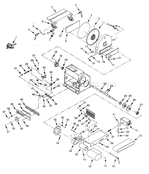 Belt / Disc Assy Diagram and Parts List for 351215160  Craftsman Sander Polisher