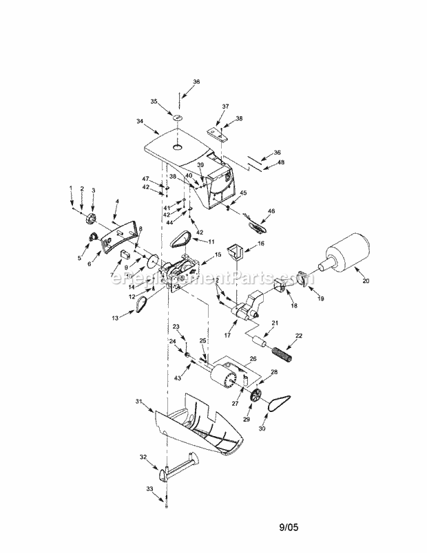 Base Assembly Diagram and Parts List for 351216120  Craftsman Scroll Saw