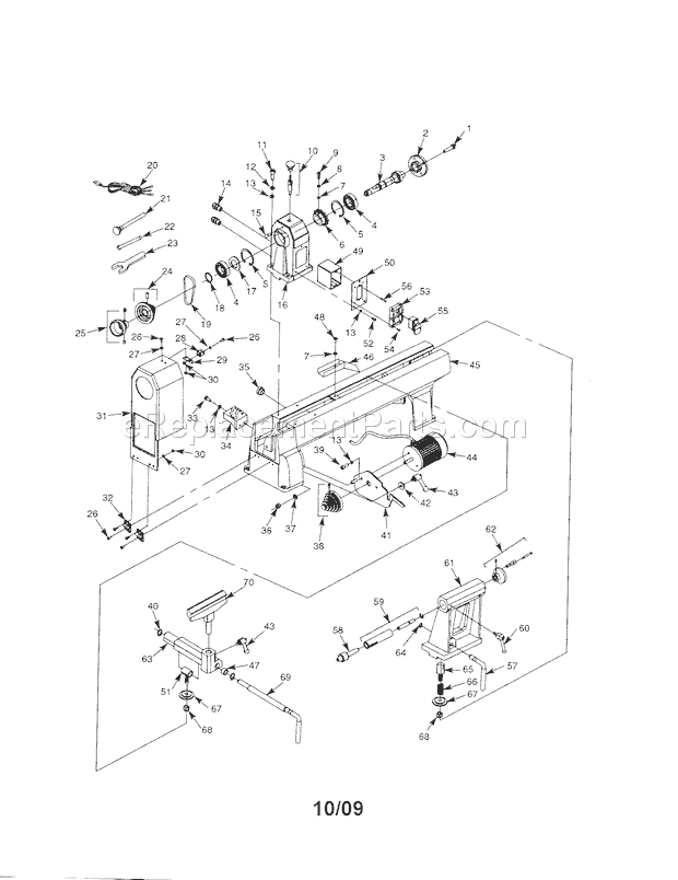 Page B Diagram and Parts List for 351217520  Craftsman Lathe