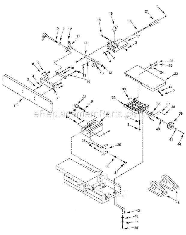 Fence/Infeed Table Diagram and Parts List for 351217881  Craftsman Planer Jointer