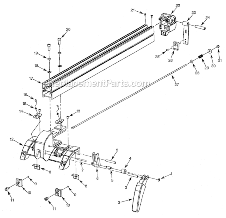 Rip_Fence Diagram and Parts List for 351218331  Craftsman Table Saw