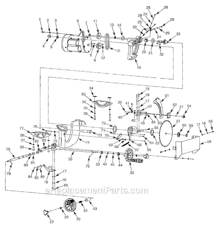 Blade_Driver Diagram and Parts List for 351218331  Craftsman Table Saw