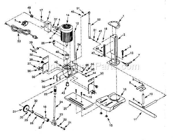 Cabinet Parts Diagram and Parts List for 351219061  Craftsman Mortiser