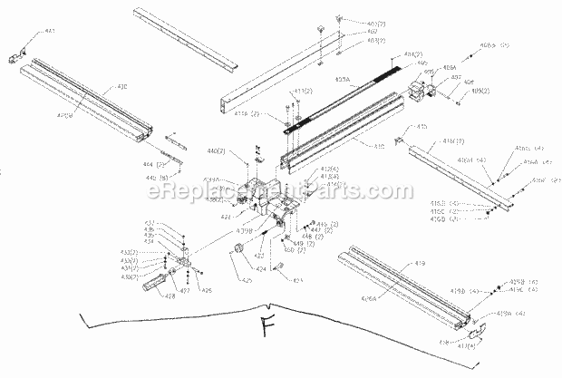 Fence Assy Diagram and Parts List for 351221140  Craftsman Table Saw