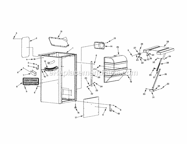 Cabinet Diagram and Parts List for 351221160  Craftsman Table Saw