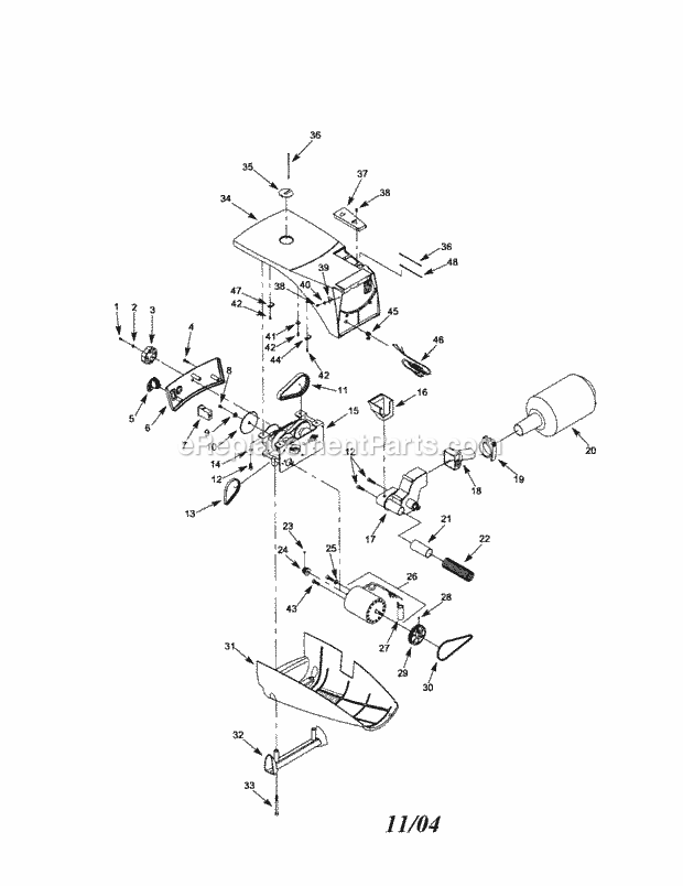 Base Diagram and Parts List for 351224360  Craftsman Scroll Saw