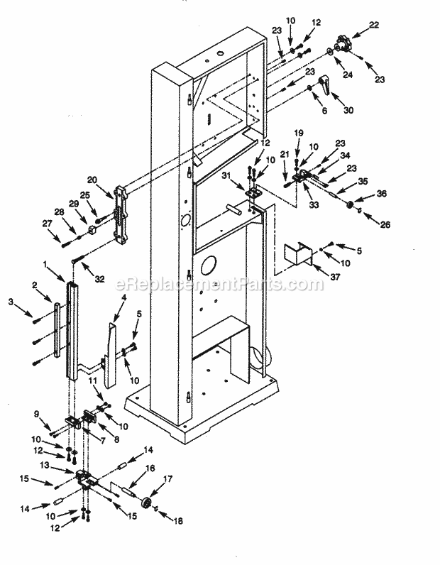 Blade Guides Diagram and Parts List for 351224500  Craftsman Band Saw