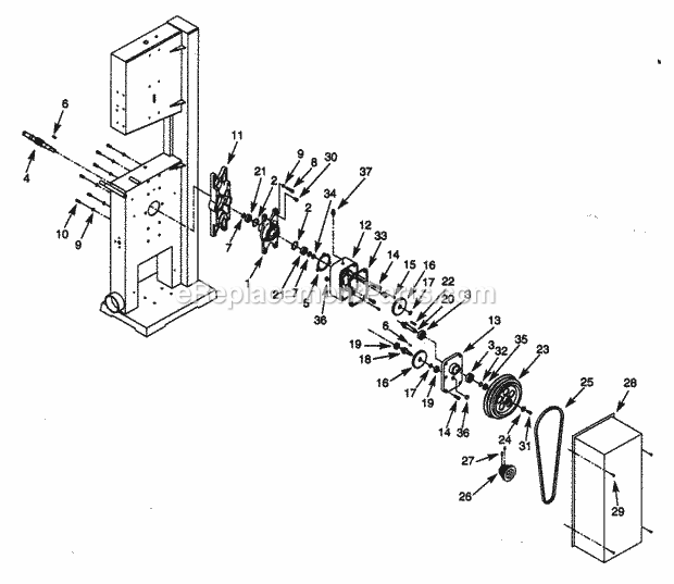 Gear Box Diagram and Parts List for 351224500  Craftsman Band Saw