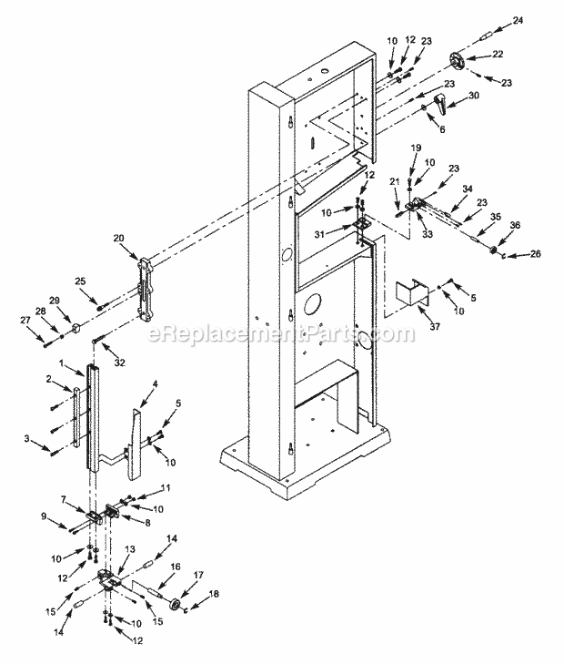 Blade Guides Diagram and Parts List for 351224501  Craftsman Band Saw