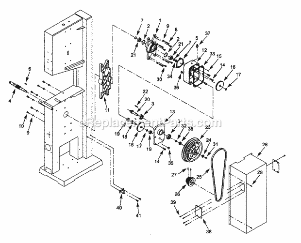 Gear Box Assy Diagram and Parts List for 351224501  Craftsman Band Saw