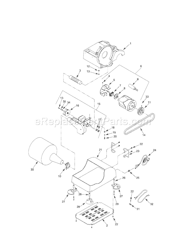 Motor / Dust Collection Diagram and Parts List for 351225930  Craftsman Sander Polisher