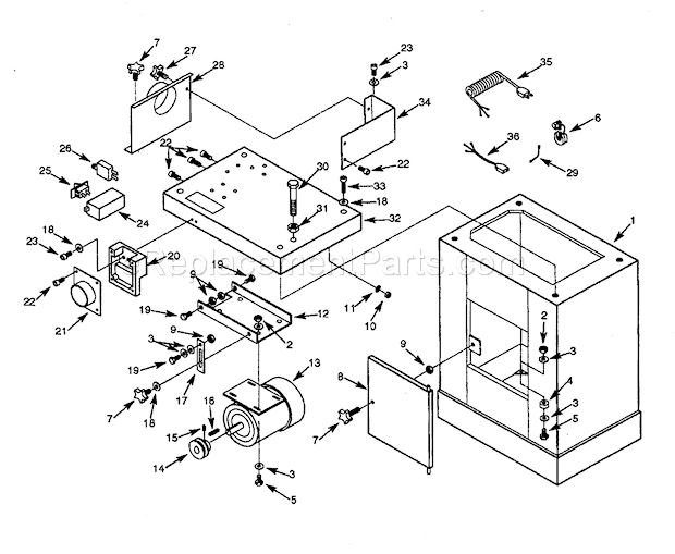 Cabinet Assy Diagram and Parts List for 351226060  Craftsman Sander Polisher