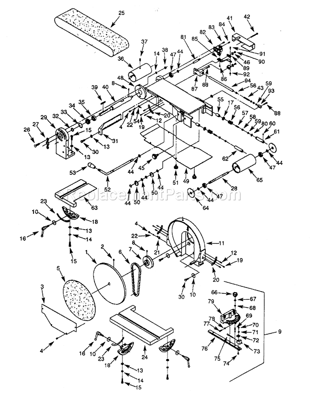 Sander Parts Diagram and Parts List for 351226061  Craftsman Sander Polisher