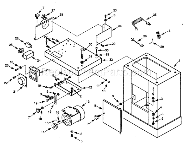 Cabinet Parts Diagram and Parts List for 351226061  Craftsman Sander Polisher