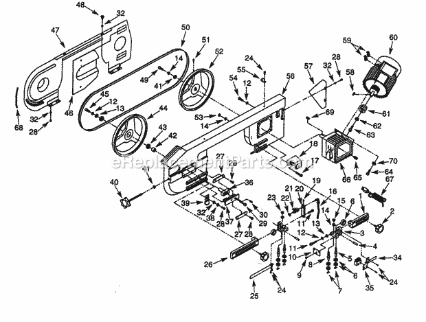 Head Assy Diagram and Parts List for 351226121  Craftsman Band Saw