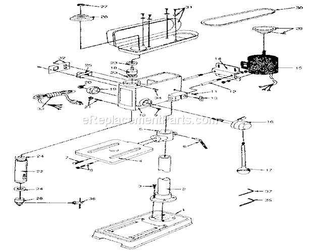 Page A Diagram and Parts List for 351226150  Craftsman Drill Press
