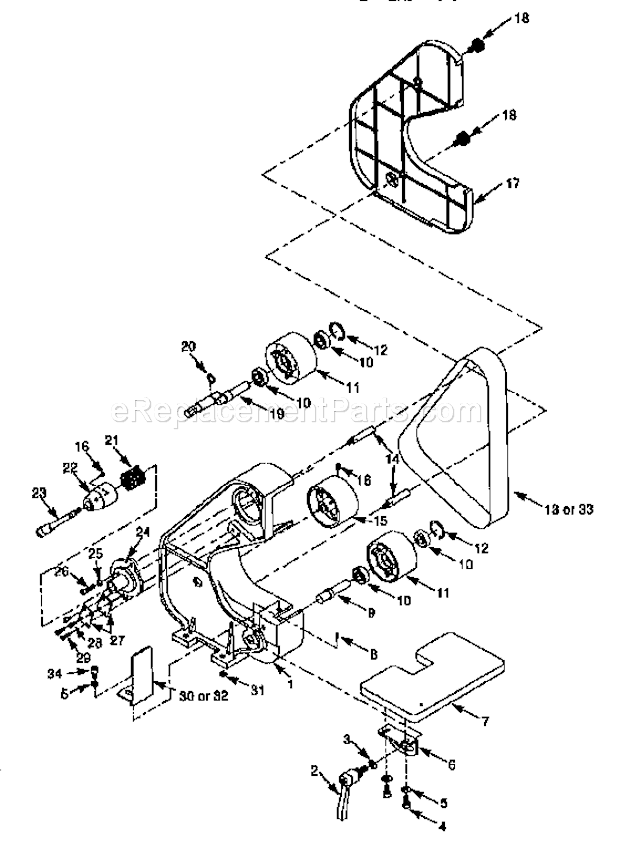 Belt Assy Diagram and Parts List for 35122638  Craftsman Belt or Drum Sander