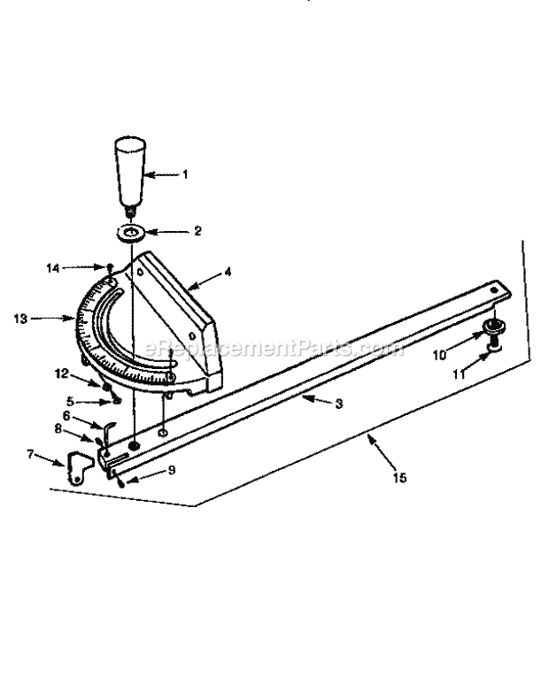 Miter Gauge Diagram and Parts List for 351226521  Craftsman Table Saw