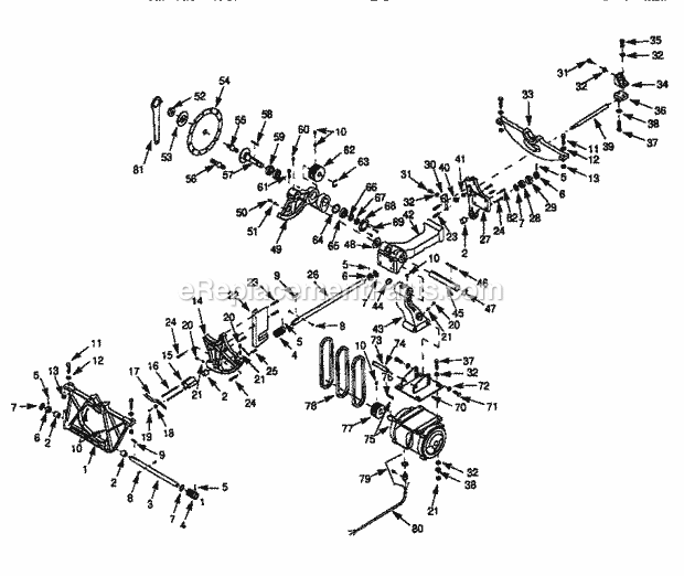 Main Mechanism Diagram and Parts List for 351226521  Craftsman Table Saw